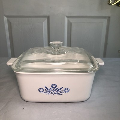 Vtg Corning Ware blue cornflower P-4 baking/loaf W/ lid early 60s cottagecore