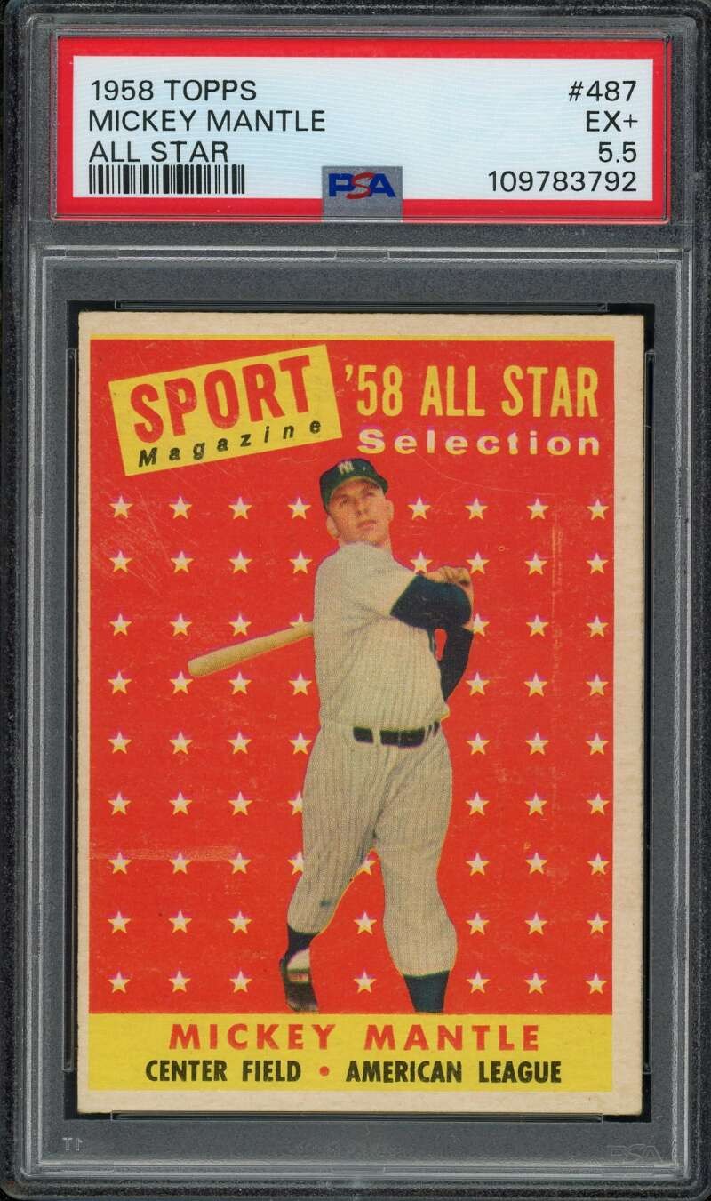 1958 Topps 487 Mickey Mantle (All-Star) PSA 5.5 109783792
