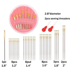 30 Pack Premium Hand Sewing Needles, Assorted Sizes, Large Eye Stitching Need
