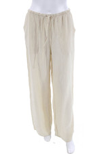 Zara Womens Drawstring Waist High Rise Wide Leg Pants Oat Beige Size Small