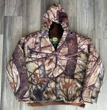 Vintage Cabela's Dry Plus Tree Fleece Camo Hooded 1/4 Zip Insulated Jacket XL