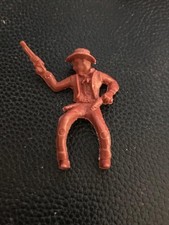 Tim-Mee Mounted Cowboy with Pistols. Brown Plastic. 54mm Scale