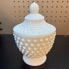 Vintage Fenton 7" Milk Glass Hobnail Covered Candy Jar/Dish #3980