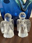 Vintage Fenton Frosted Glass Boy & Girl Christmas Angels 5”