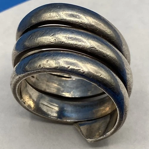 vtg chunky STERLING SILVER RING size 6.5 coiled twists Mexico TR-14 11.8 grams