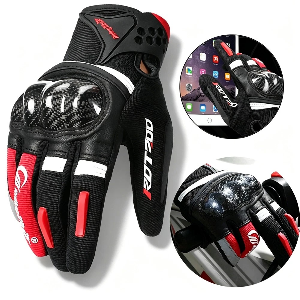 Carbon Fiber Touch Screen Motorcycle Glove Breathable Cycling Full Finger Gloves