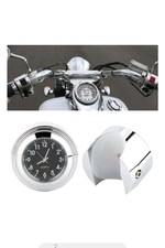 Montre Guidon Moto Vélo Horloge Quartz Étanche Argent Cadran Noir Harley Custom
