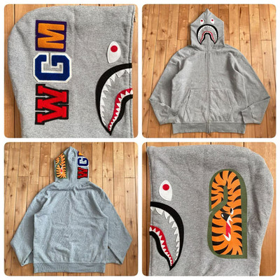 BAPE WGM Shark full zip hoodie Gray A Bathing Ape Size 2XL