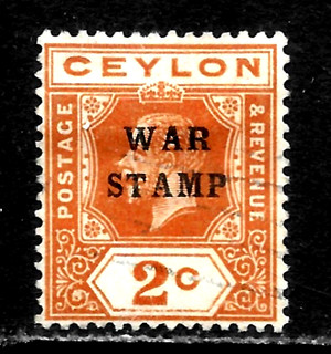 HICK GIRL USED CEYLON WAR TAX STAMP SC#MR1 ISSUE 1918 A5255