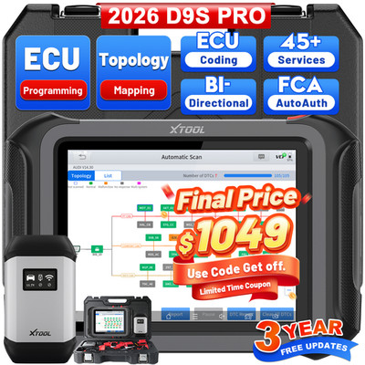 2026 XTOOL D9S PRO Auto Diagnostic Scanner Topology Map ECU Programming 45+Reset