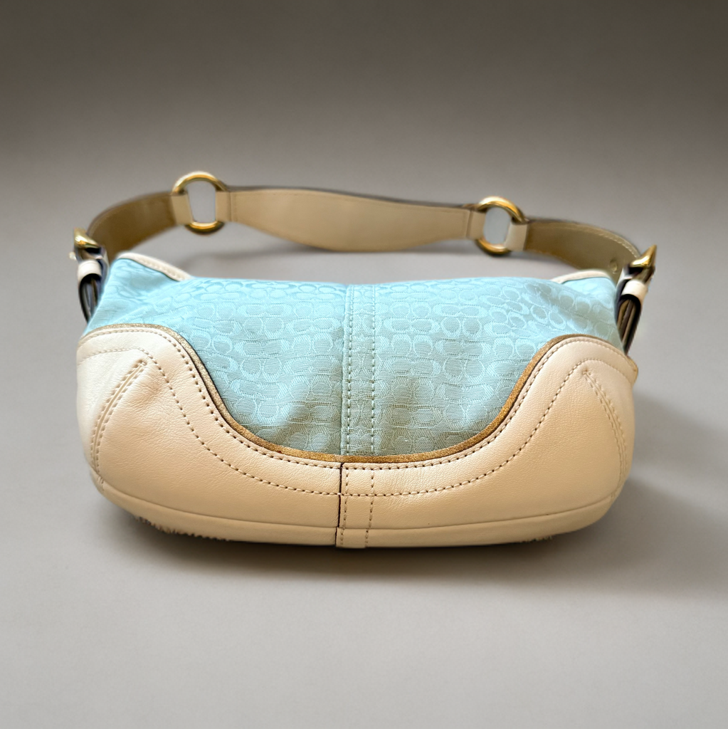 Coach Y2K Signature Blue White Mini Soho Hobo Shoulder Bag 1455 Coach Y2K Signature Blue White Mini Soho Hobo Shoulder Bag 1455
