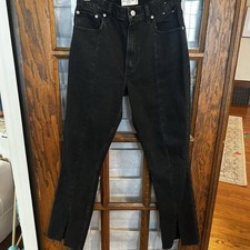 Abercrombie Fitch The Skinny High Rise Black Jeans Ankle Slit Size 27 /4