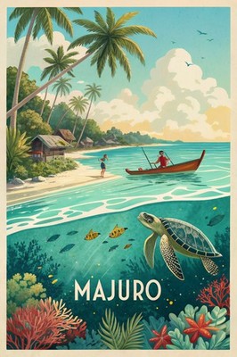 Majestätische Majuro Marshallinseln - Lebendig Tropisch Reise Poster Kunstdruck_mehr
