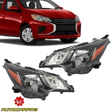 For Mitsubishi Mirage 2021-2024 HeadLights Head Lamp Halogen Black Left＋Right