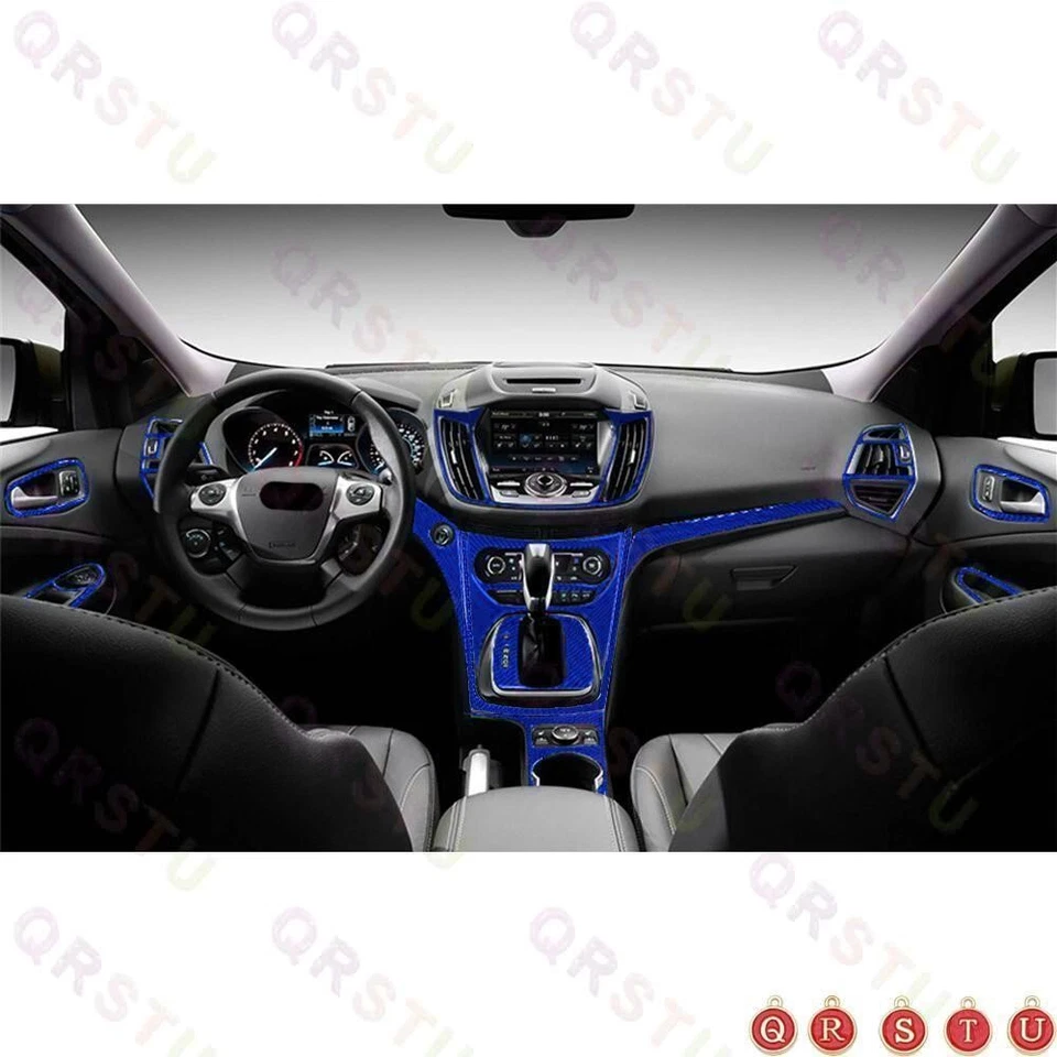 17X Blue Carbon Fiber Interior Full Set Cover Trim Kit For Ford Escape 2013-2016 - Изображение 3 из 4
