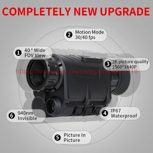 940nm NVG30 Helmet Night Vision WIFI Monocular Wide View 40° IR For Hunting 64GB - Picture 6 of 16