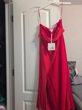 New Cushnie Target Blush Red Satin Halter Neck Slip Dress Size 6