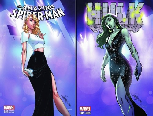 SET ~ Amazing Spider-Man #23 & Hulk #1 J Scott Campbell Exclusive Variants