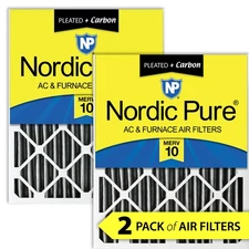Nordic Pure 16x24x4 (3 5/8) Furnace Air Filters MERV 10 Pleated + Carbon 2 Pack