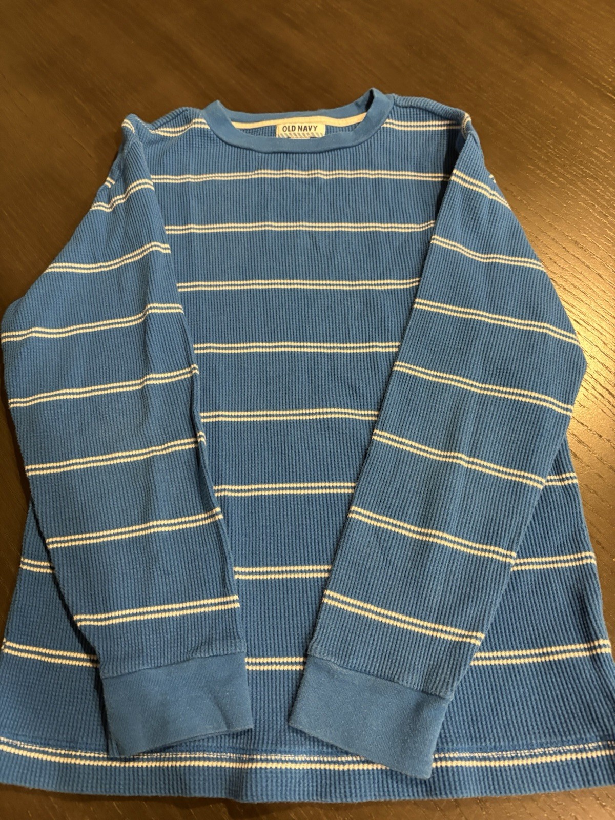 Old Navy Blue With White Stripes  Long Sleeve Thermal Size Medium 8 NWOT