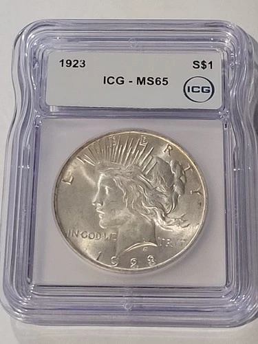 1923 Silver Peace Dollar ICG MS65