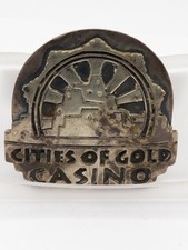 VINTAGE SIGNED "FIJ STERLING" SILVER "CITIES OF GOLD" BOLO TIE SLIDE CLIP