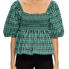 Baum Und Pferdgarten Mlyssa Check Smocked Top in Green Size 36