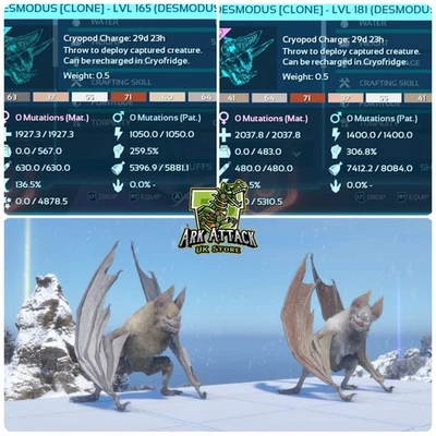 Ark Survival Ascended Pve High Level Desmodus Breeding Pair (NEW DINO)