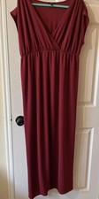 Talbots Black Label XL Maroon Knit V Neck Maxi Empire Waist Dress