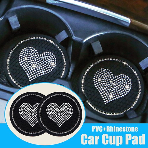 2PCS Car Cup Holder Anti Slip Insert Coasters – Black PVC Interior Accessories