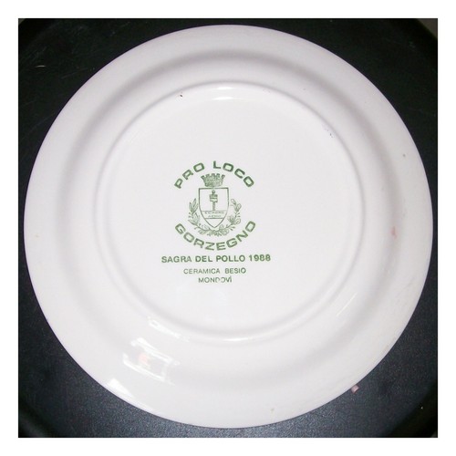 CERAMICA BESIO PIATTO CON GALLO SAGRA DEL POLLO 1988 GORZEGNO - Imagen 2 de 2