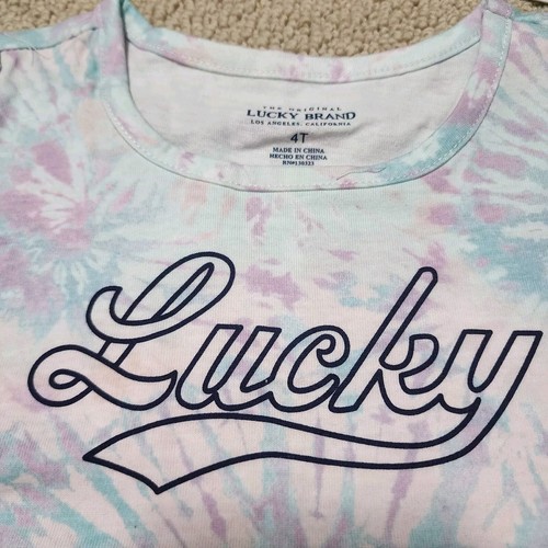 Lucky Brand Girls 2 Piece Purple Tie Dye Shirt, Short Set! Sizes 4T, 5, 6 Yrs - Picture 3 of 4