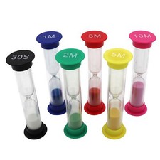 Sand Timer for Kids Set of 6 Small Colorful Hour Glass Acrylic Covered Clock ...