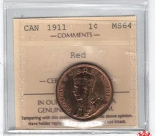 1911 Canada 1 Cent - ICCS MS64 - XMY 158