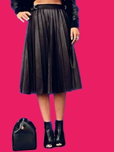 zara faux leather midi skirt