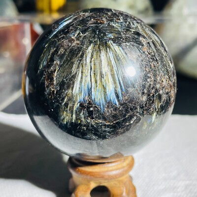 356g Natural Astrophyllite Fireworks Stone Quartz Crystal Sphere Ball Healing