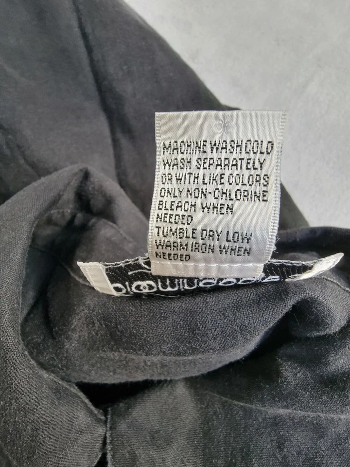 Camisa de lino pintuck negra con botones Bloomingdales para mujer talla 1X mangas largas Foto 3 de 4