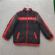Air Jordan Boys Puffer Jacket XL Red Black Full Zip Mock Neck Long Sleeve READ