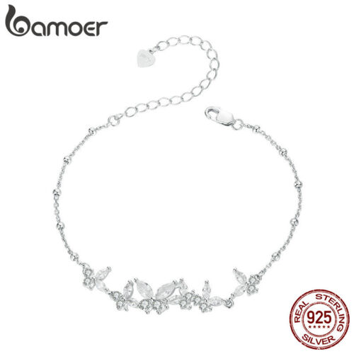 Bamoer Women 925 Sterling Silver Dancing Butterfly Bracelet Chain Gift Jewelry - Picture 1 of 15