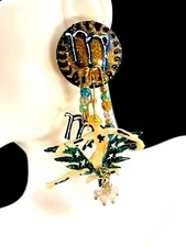 1989 LUNCH AT THE RITZ MULTICOLOR ENAMEL BEAD BALLET DANCER DANGLE CLIP EARRINGS