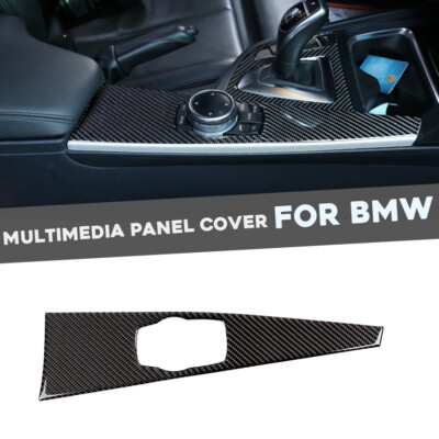 Real Carbon Fiber Multimedia Panel Cover Trim For BMW 3 4Series F30 F33 F34 F36 