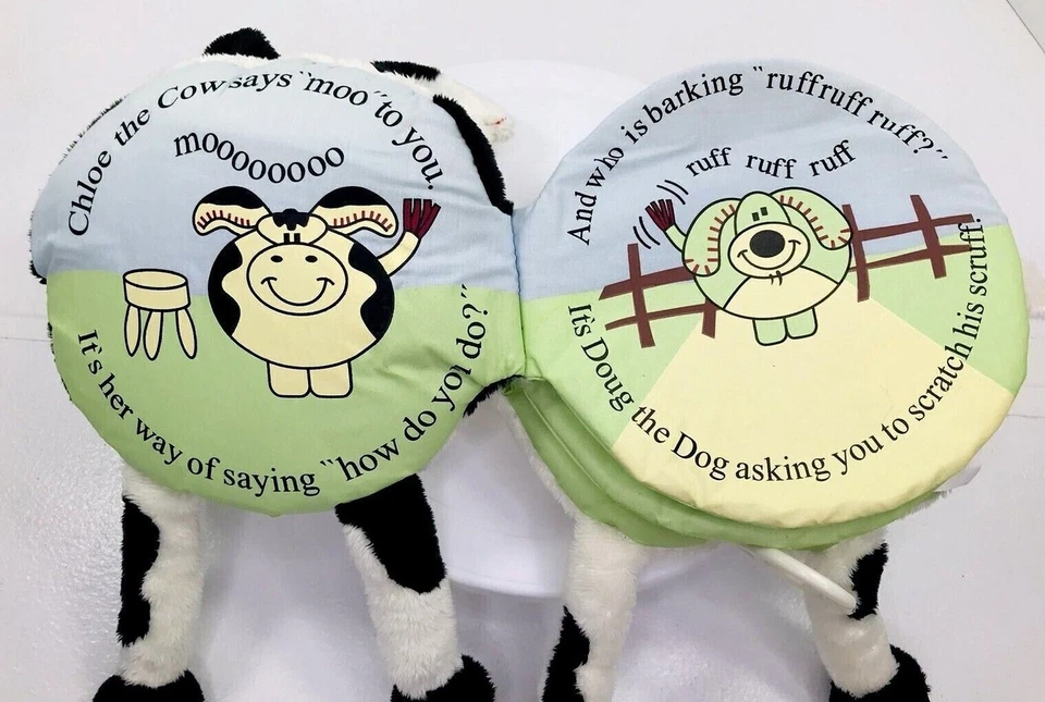 Libro de tela para bebé estilo bebé negro blanco vaca 8" cuerda juguete musical Foto 3 de 4