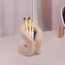 Mocha Brown Ceramic Holder Stand Modern Toothbrush Holder Makeup Brush Holder