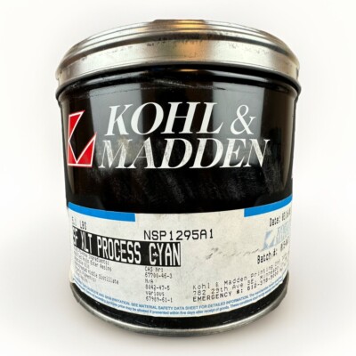 KOHL & MADDEN **CYAN** OFFSET PRINTING INK OIL BASED 5 LBS PANTONE PROCESS CYAN