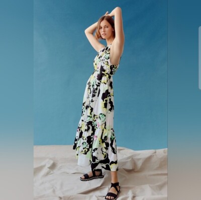 New Peter Som for Anthropologie Larissa Tiered Maxi Dress Size Medium