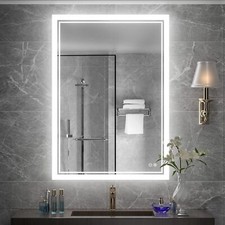 Bathroom Backlit LED Mirror Illuminated Wall Touch Anti-fog Vanity Mirror 3 Size