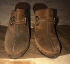 GUCCI   Brown Leather Horsebit Clogs Wooden Heels 9B Italy — photo 3