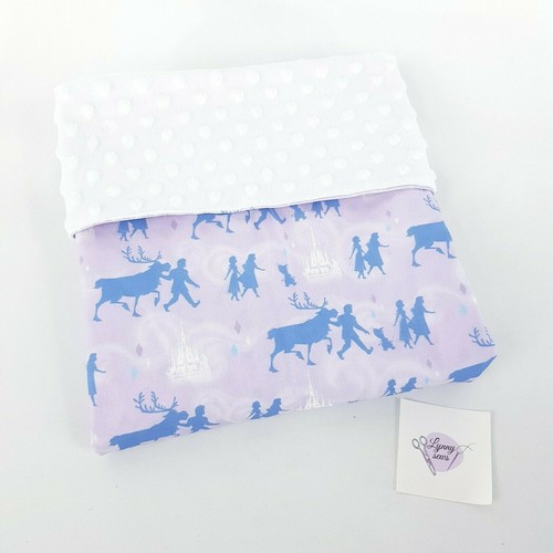 Handmade Baby Bassinet Pram Crib Blanket Purple Disney Frozen Print Cotton Minky - Picture 2 of 6