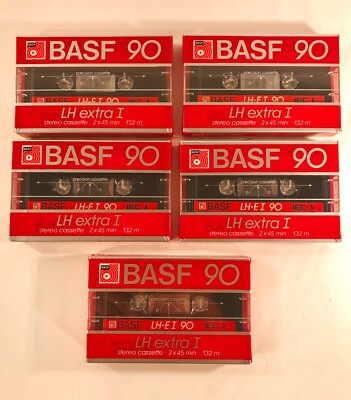Lot Of 5 BASF LH-EI Extra I 90 Cassette Tapes NOS Sealed