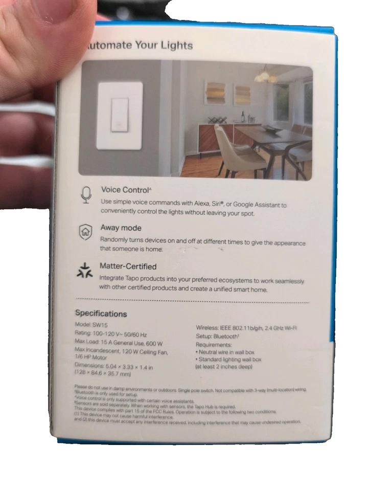 Tapo SW15 Smart Light Switch | Wi-Fi | Matter Enabled | Works w/ Alexa & Google - Изображение 2 из 4